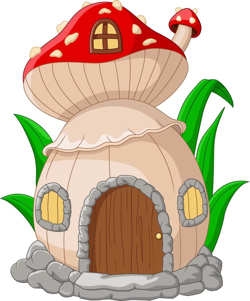 Cartoon fairy house mushroom on a white background vector