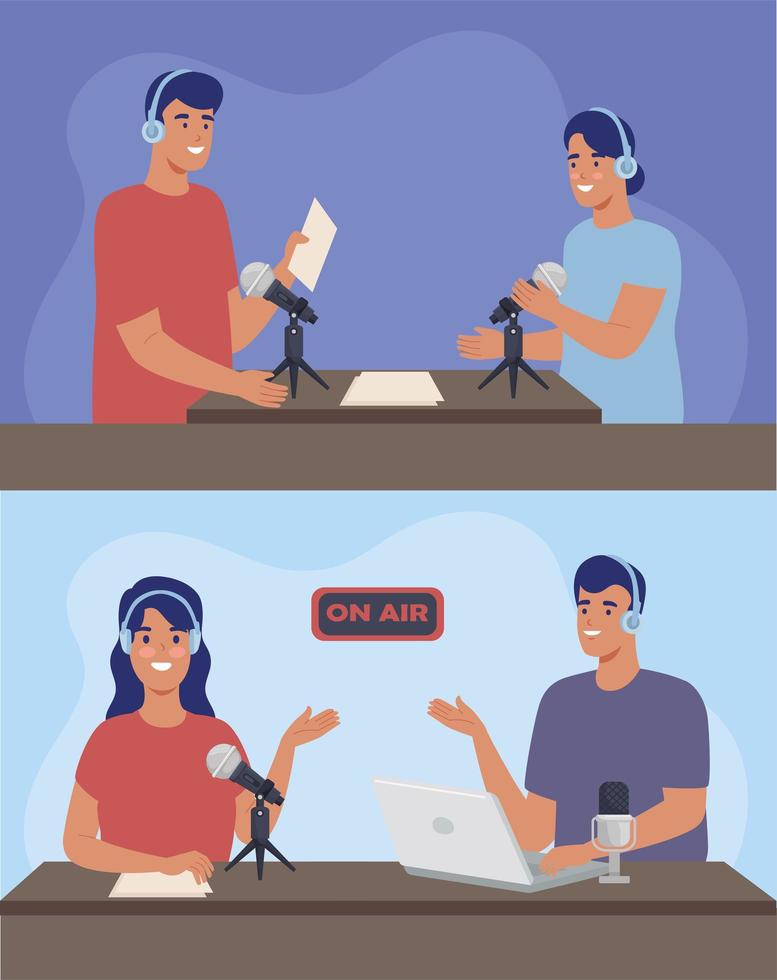 people podcaster on air vector