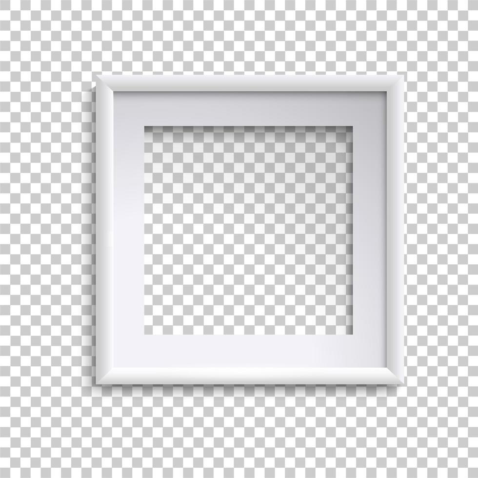 Blank white picture frame, square empty picture frame vector