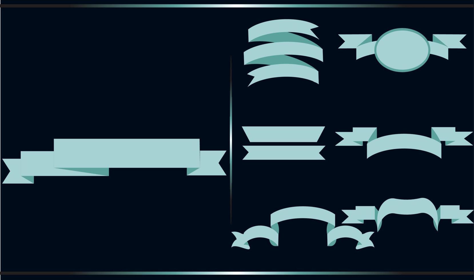 Blue Pastel Ribbon Set In Isolated Black Background, Vector Illustration