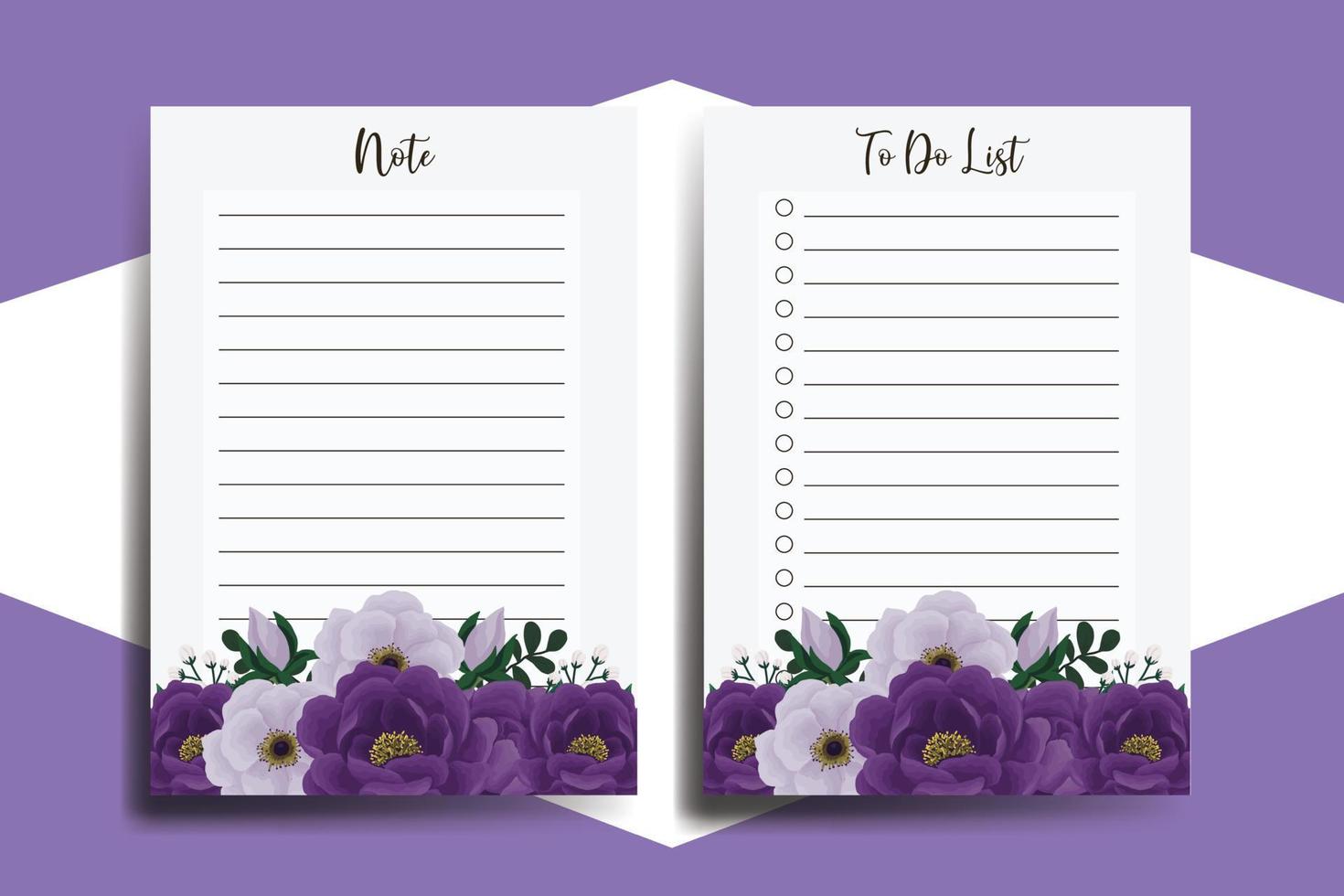 To do list Planner template Purple Peony Flower Design vector