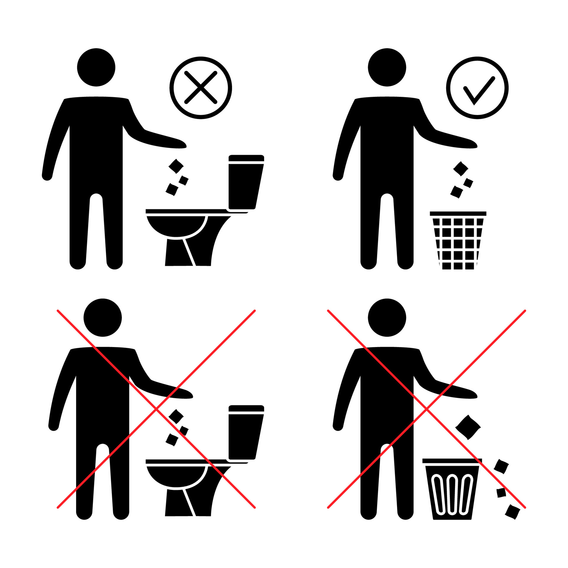 Do not litter in the toilet. Toilet no trash. Keeping the clean. Please