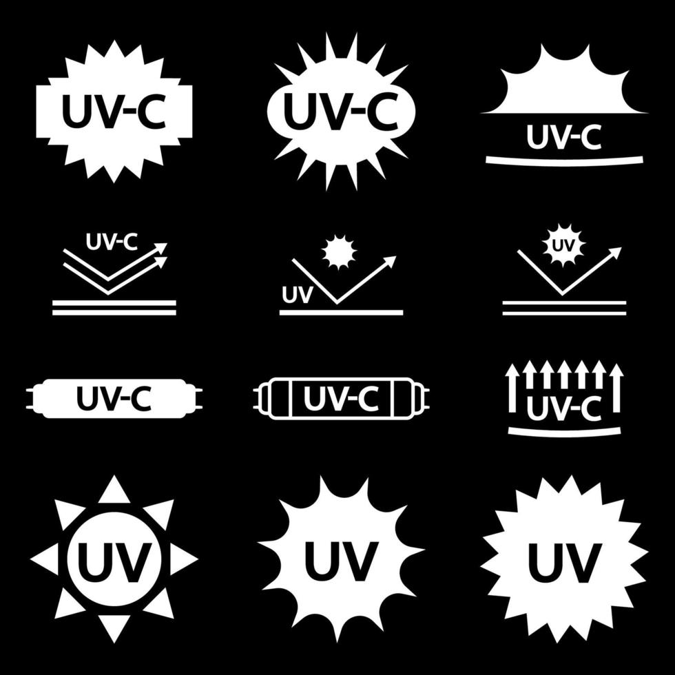 Sello de esterilización UV. protección contra la radiación uv-c. juego de placas para esterilización ultravioleta. irradiación germicida ultravioleta. limpieza de superficies, procedimiento de descontaminación médica vector