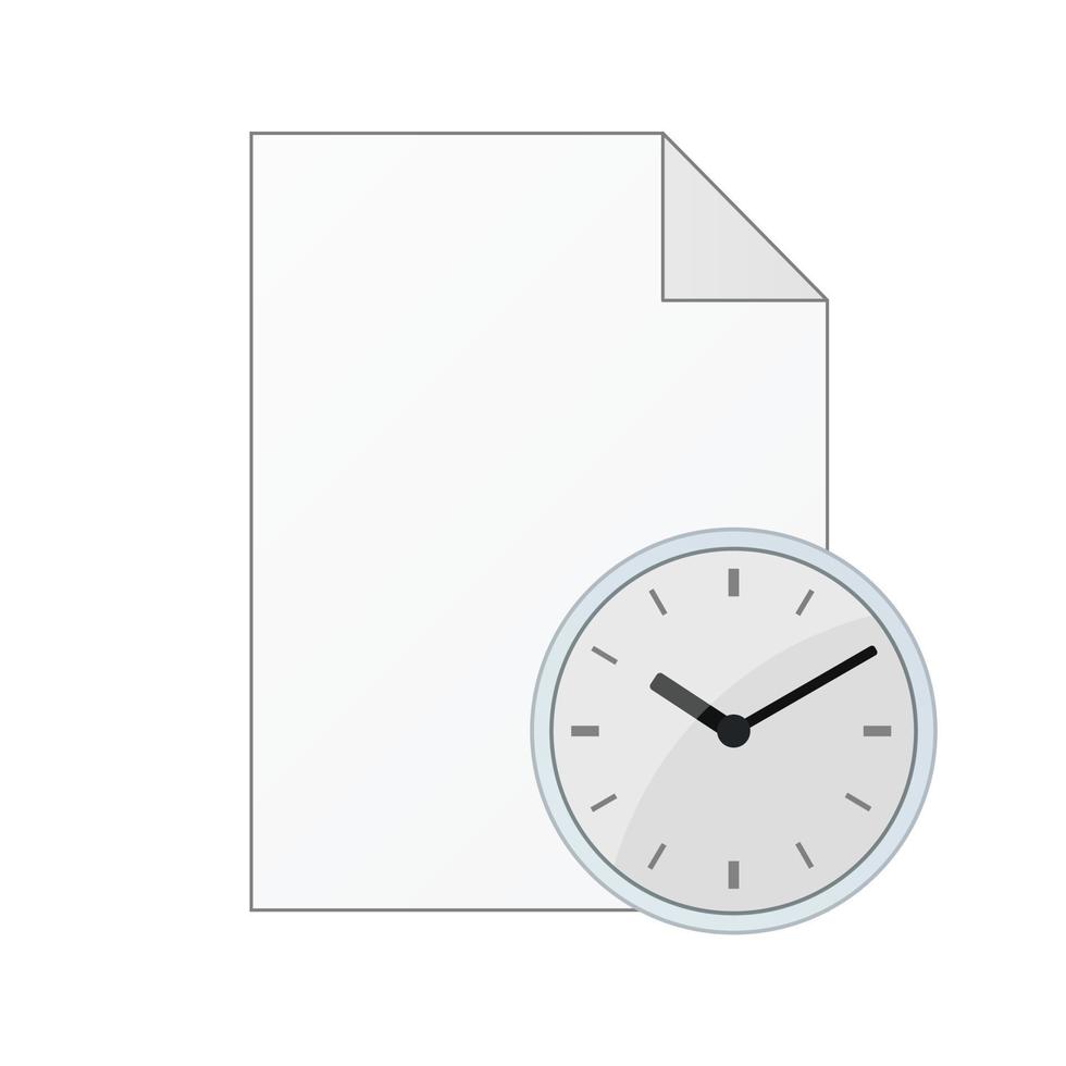 Archivo de documento informático con icono de reloj aislado sobre fondo blanco. vector