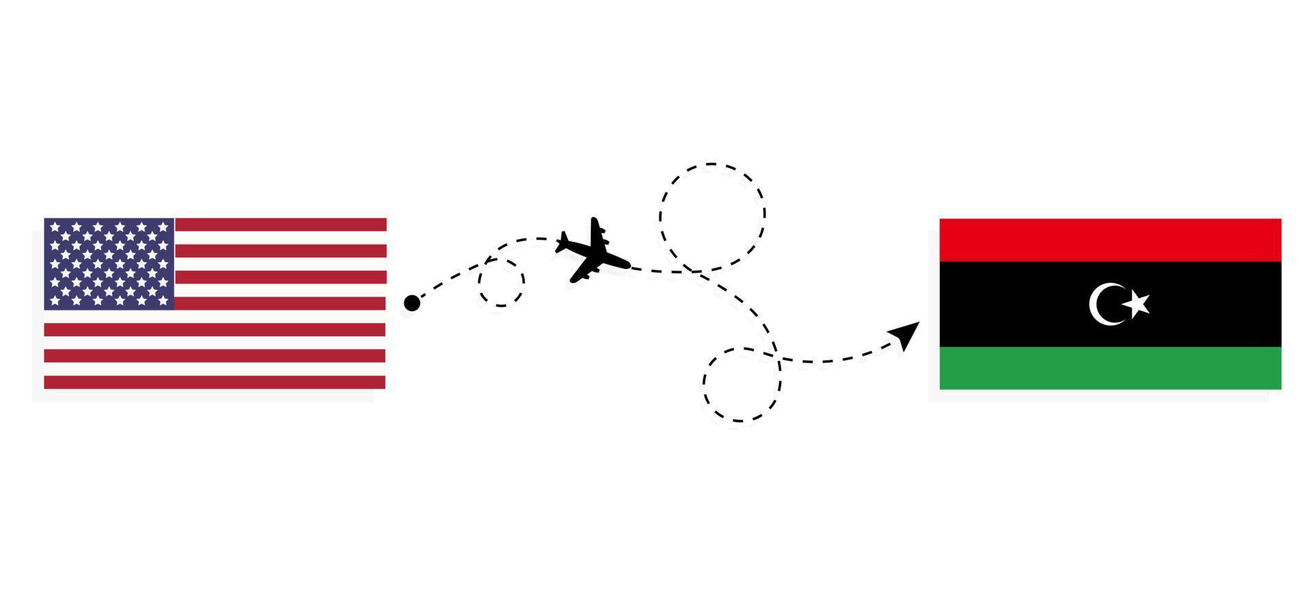 Flight and travel from USA to Libya by passenger airplane Travel concept vector
