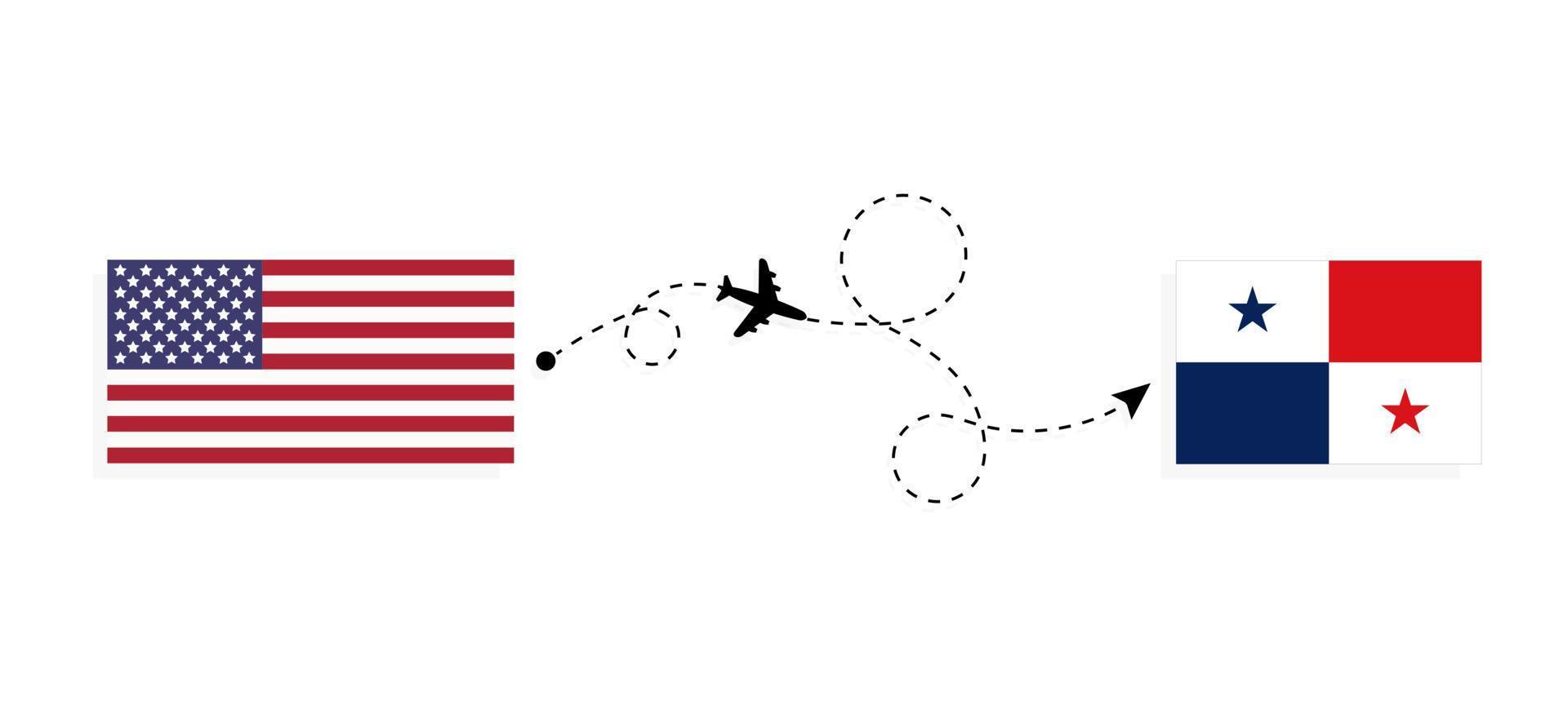 Vuelo y viaje desde EE. UU. a Panamá en concepto de viaje en avión de pasajeros vector