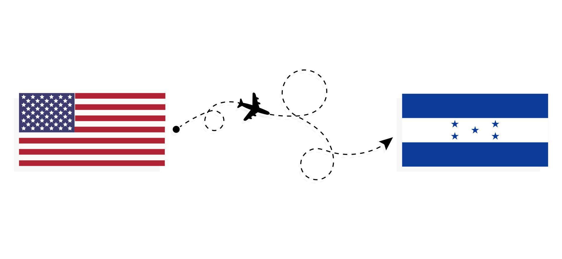 vuelo y viaje desde EE. UU. a honduras en avión de pasajeros concepto de viaje vector