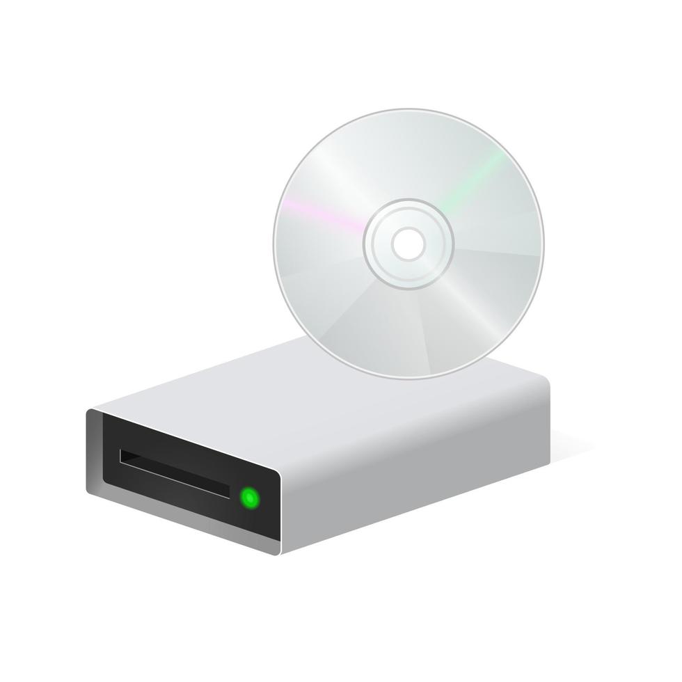 Volumetric disk drive with compact disc icon for personal computer vector