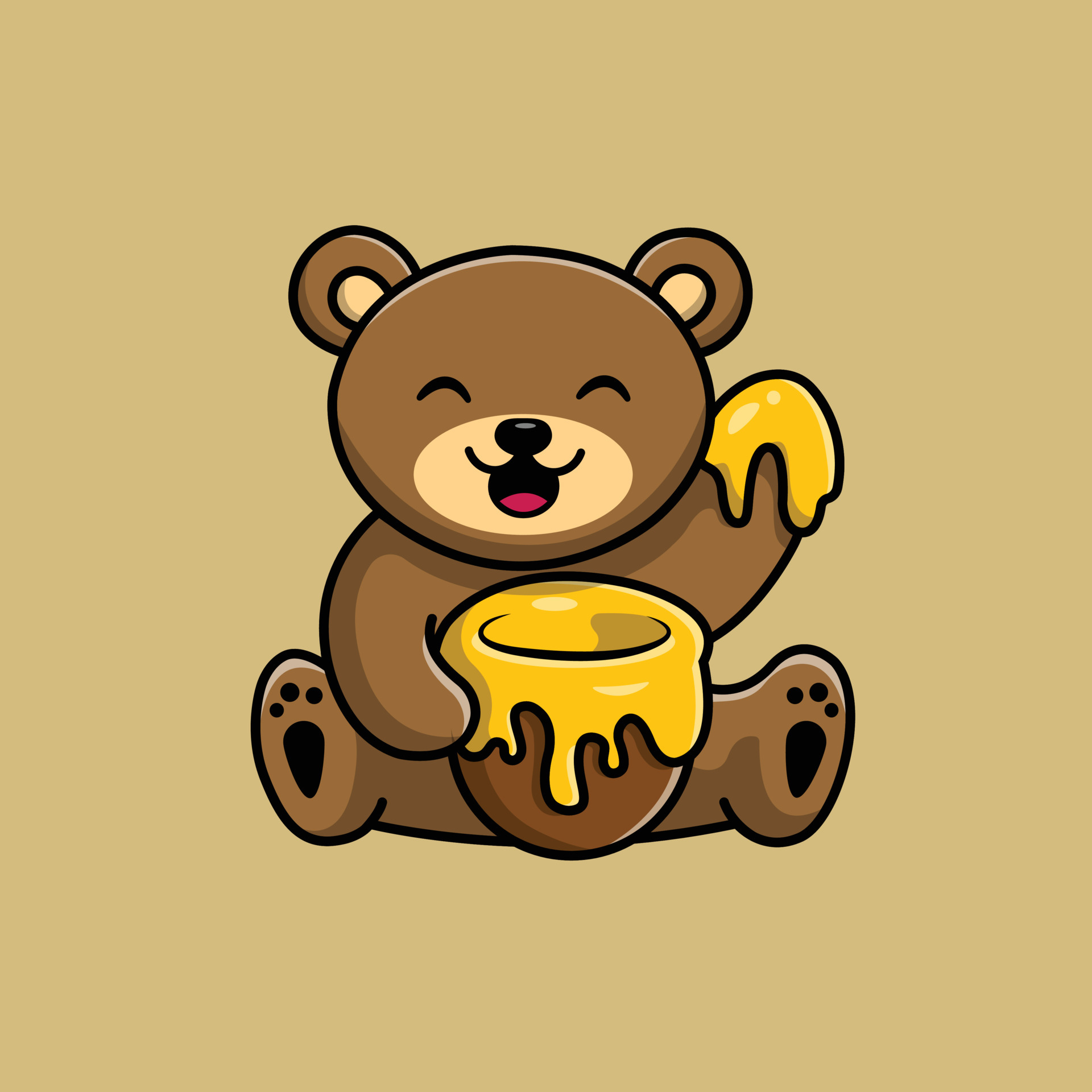 Cute Teddy Bear Eat Honey Illustration 4990510 Vector Art At Vecteezy 