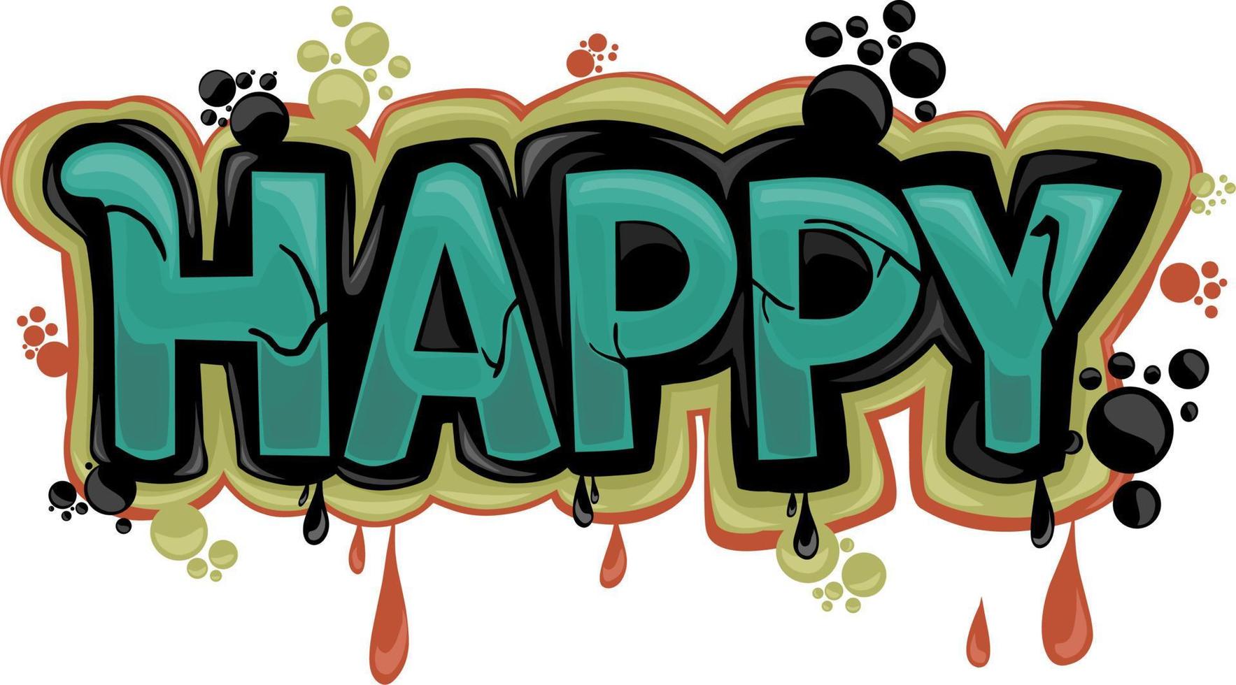 HAPPY writing graffiti design on a white background vector
