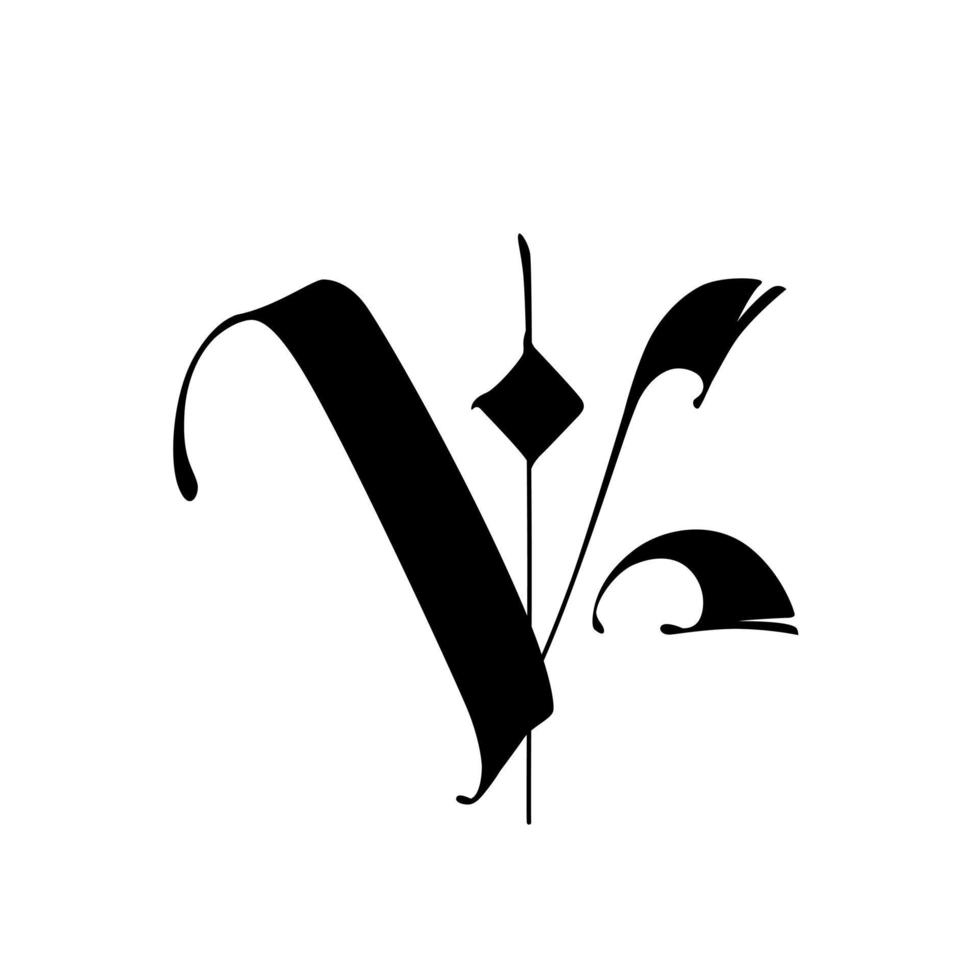 Alphabet. The symbol is isolated on a white background. Calligraphy and lettering. Medieval Latin letter. Logo for the company. Monogram. vector