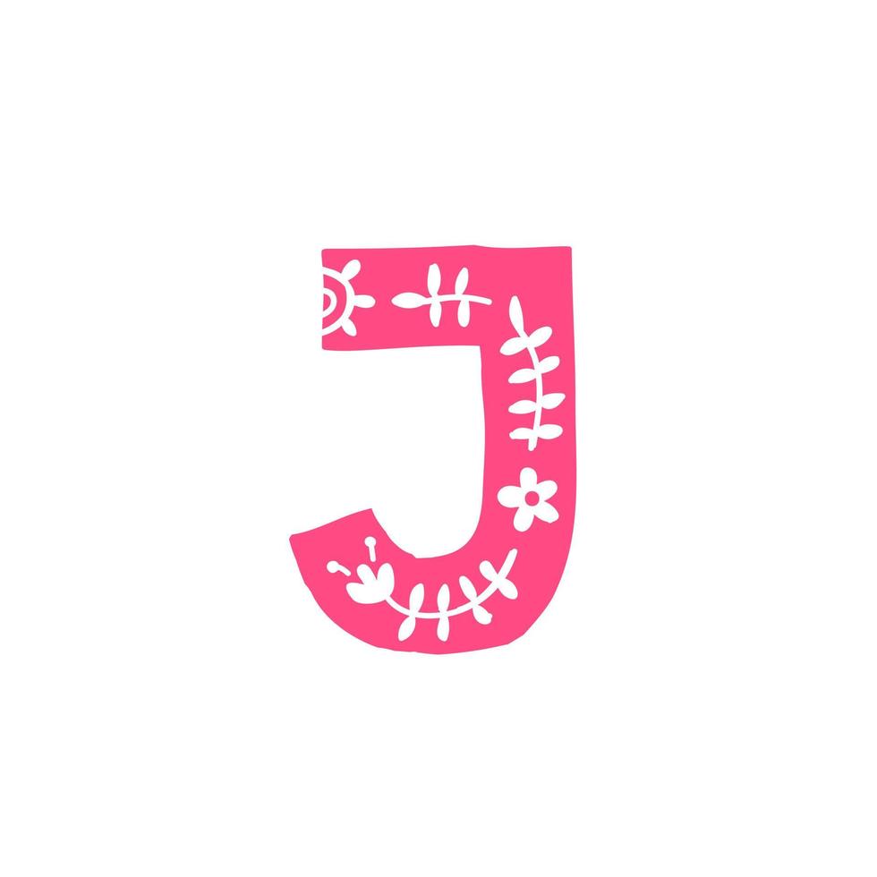 Pink letter with ornament. Applique for clothes. Logo for the company. vector