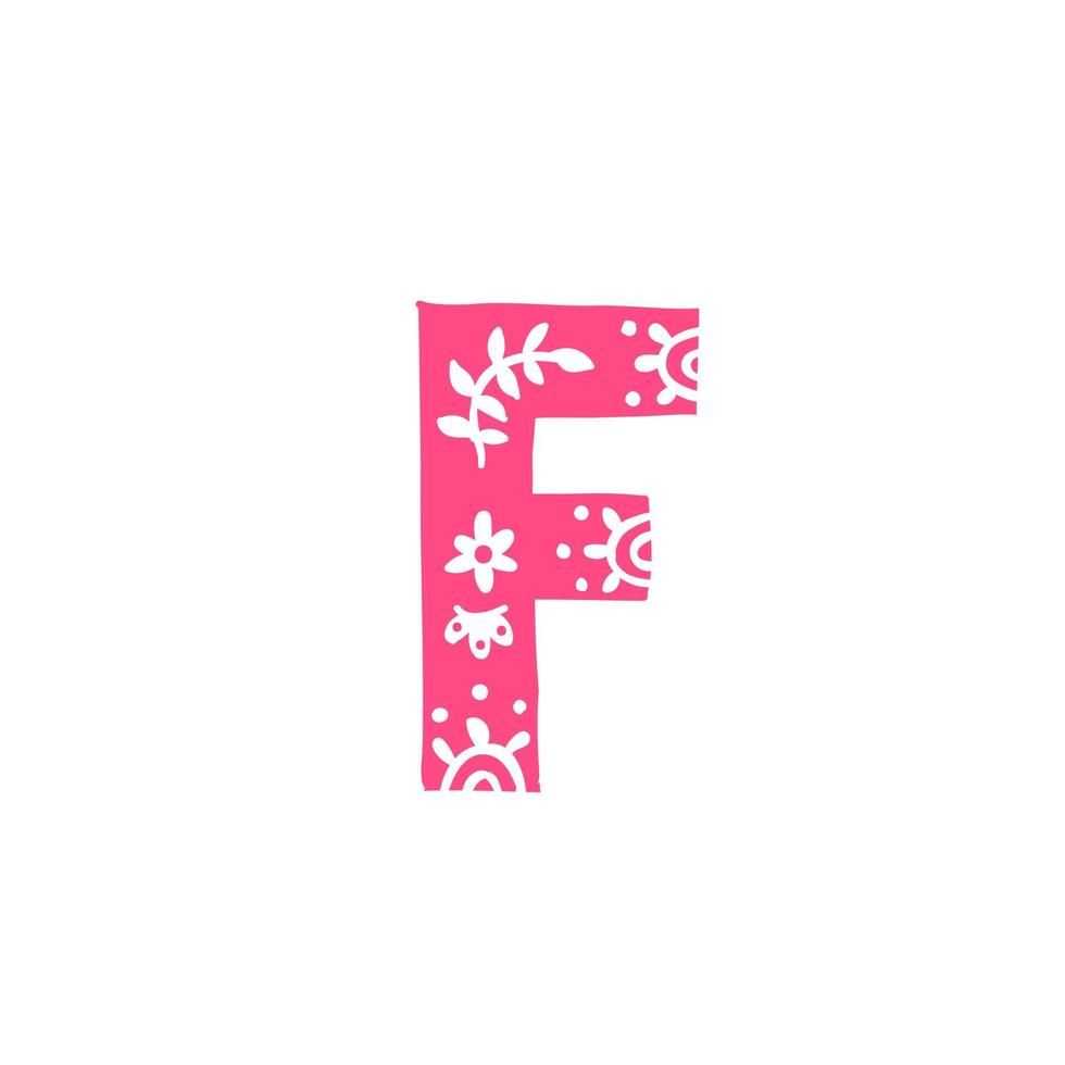 Pink letter with ornament. Applique for clothes. Logo for the company. vector