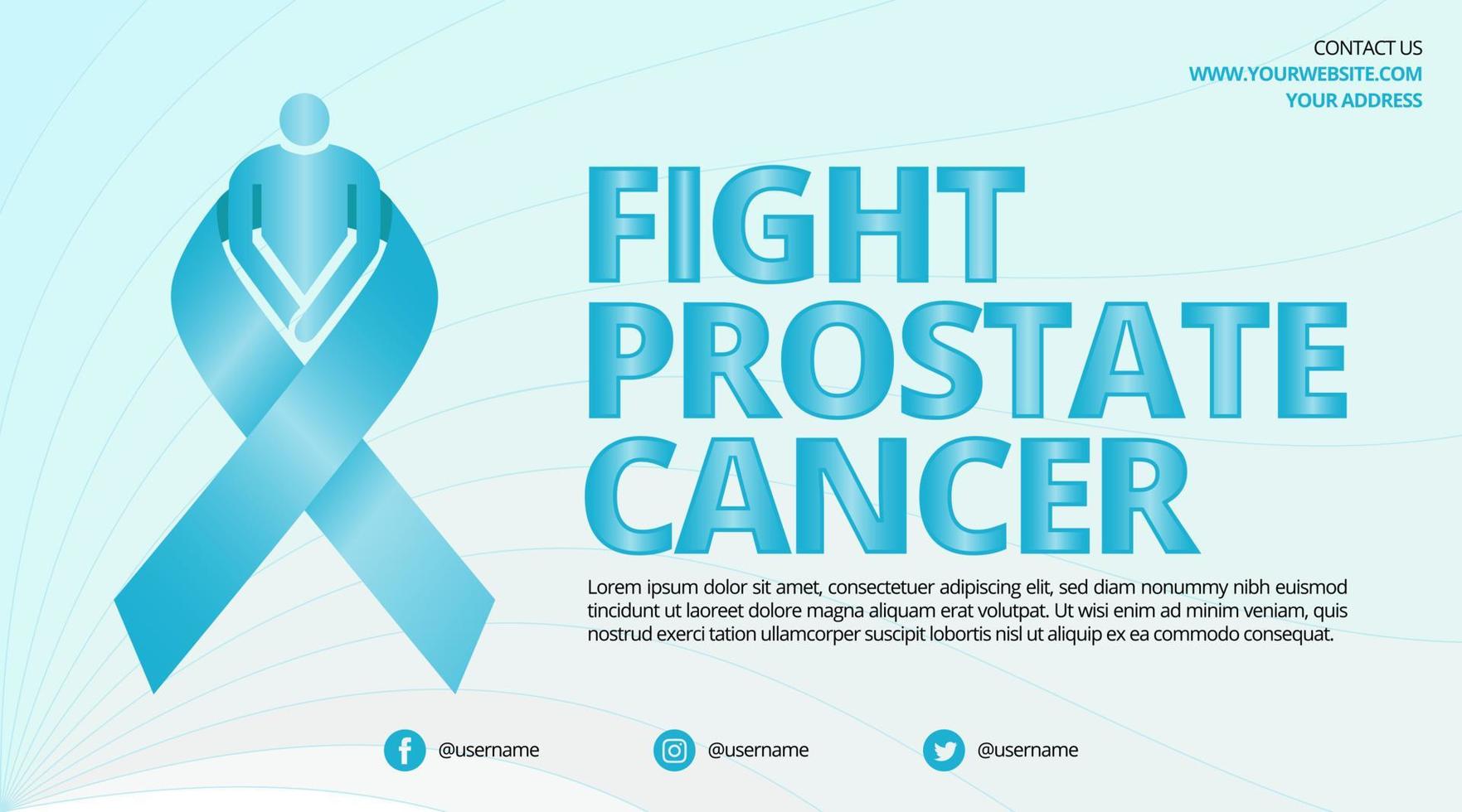 Banner del mes de concientización sobre el cáncer de próstata con cinta azul y fondo de patrón ondulado vector