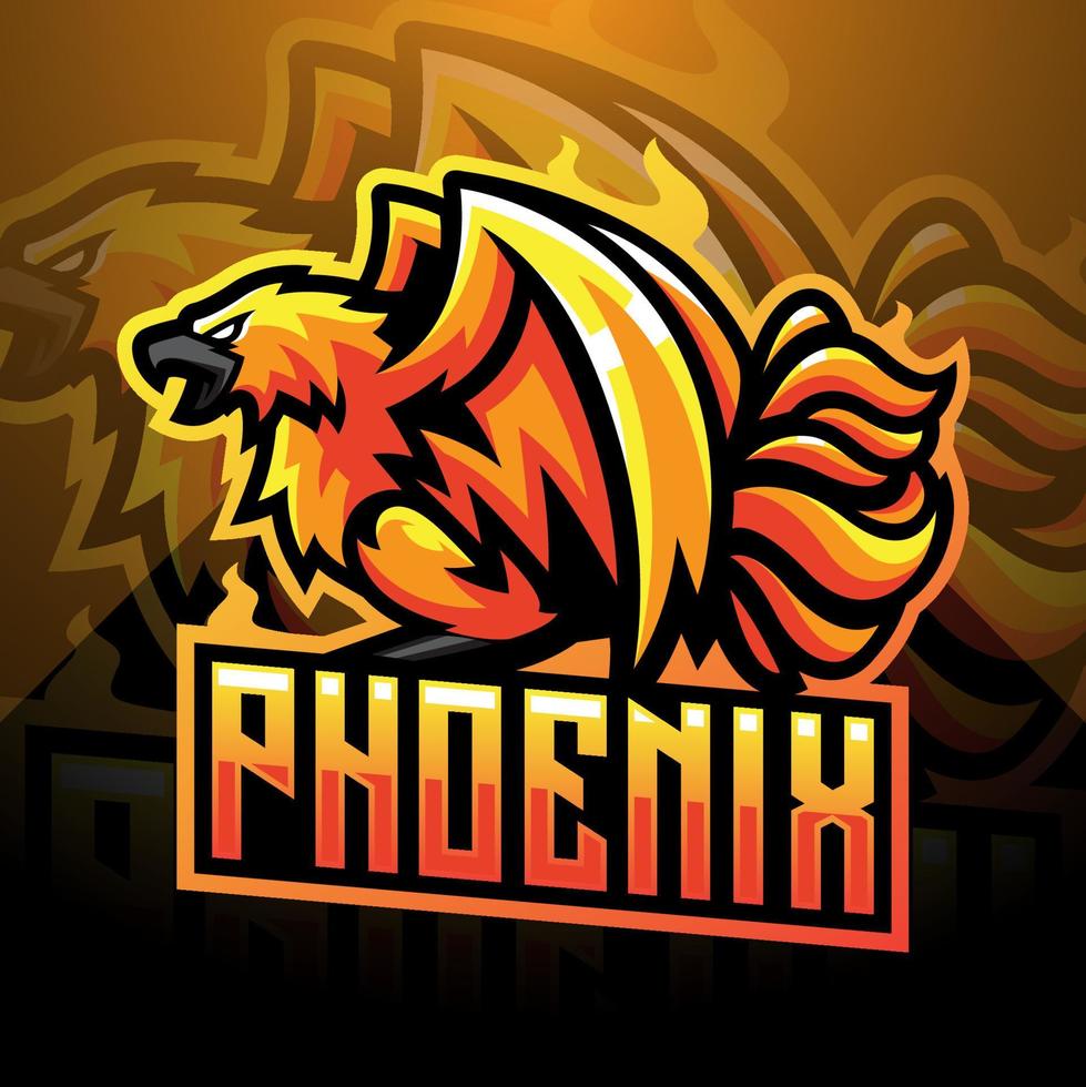 diseño del logotipo de la mascota de phoenix esport vector