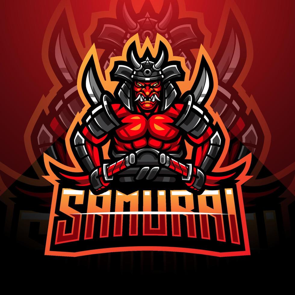 samurai warrior esport mascot diseño de logotipo vector