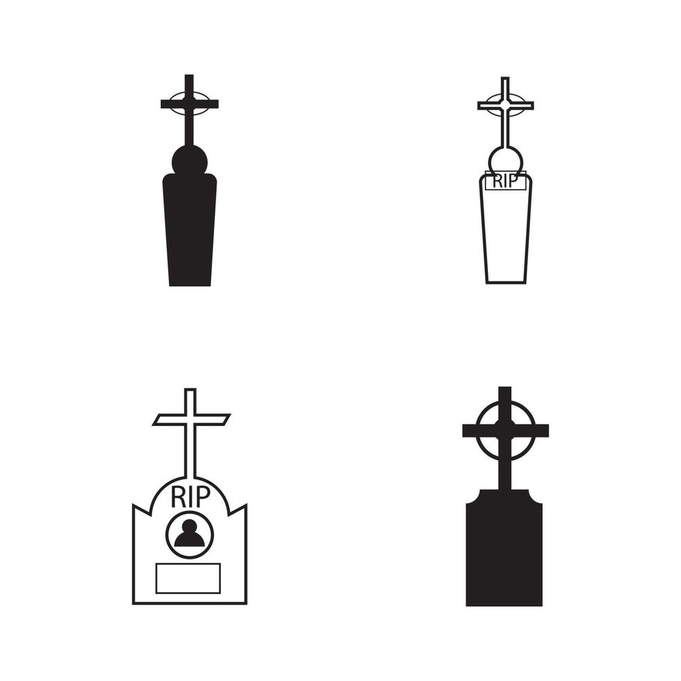 Plantilla de diseño de ilustración de vector de icono de cementerio cristiano