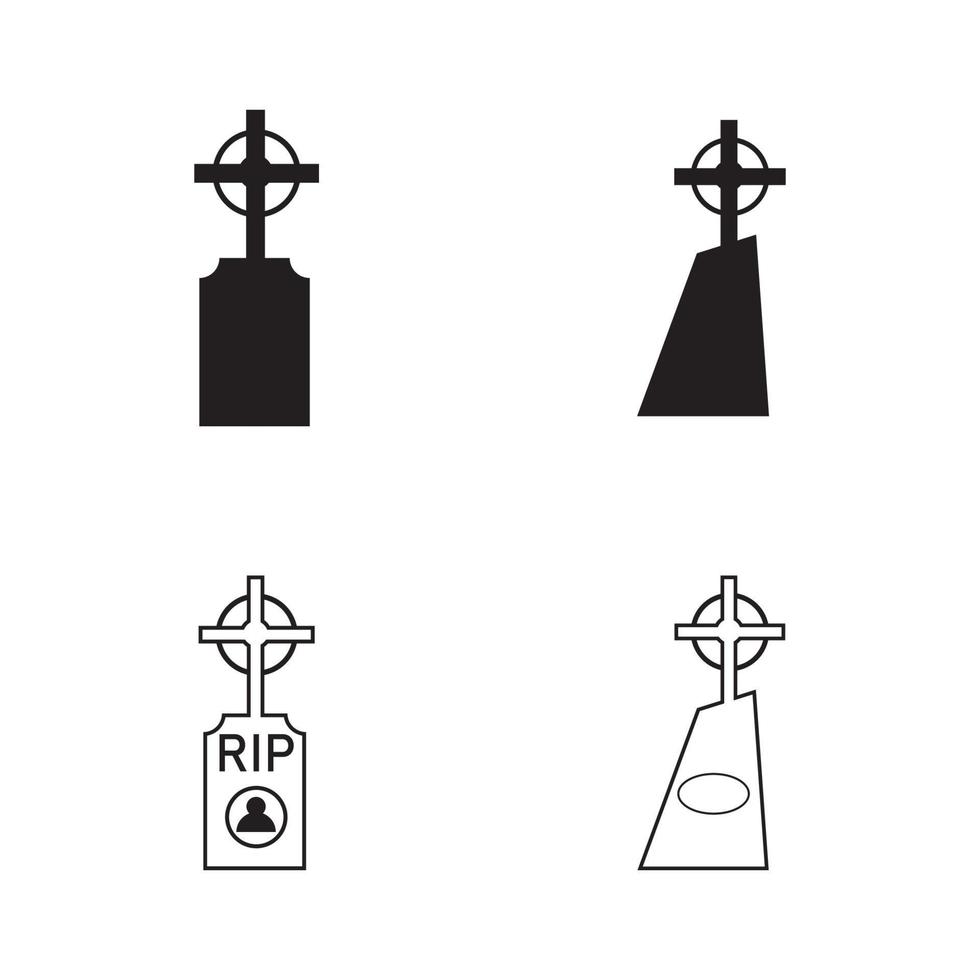 Plantilla de diseño de ilustración de vector de icono de cementerio cristiano