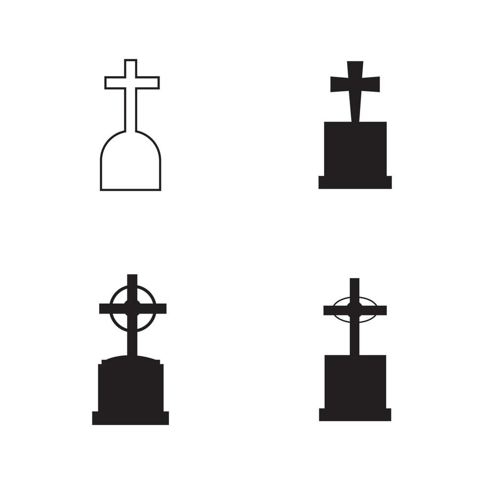 Plantilla de diseño de ilustración de vector de icono de cementerio cristiano