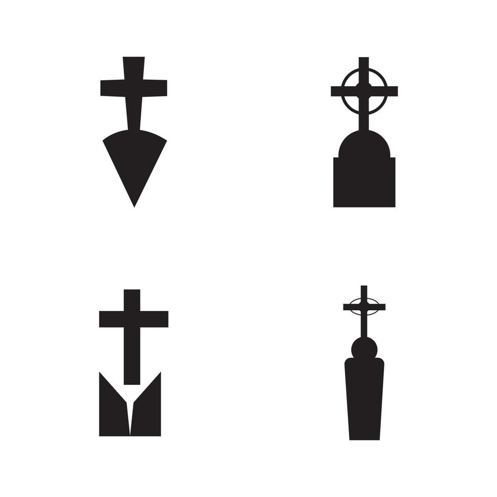 Plantilla de diseño de ilustración de vector de icono de cementerio cristiano