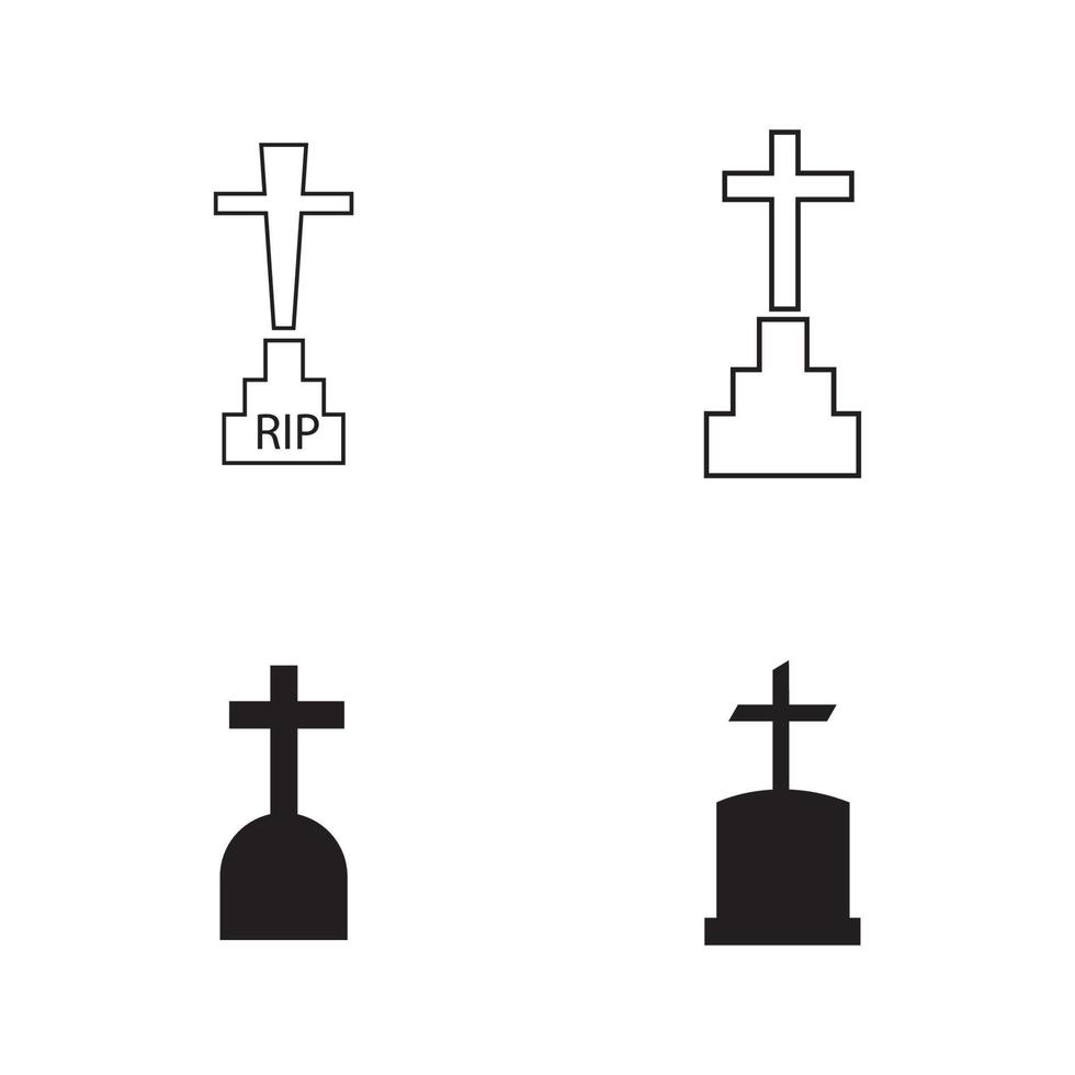 Plantilla de diseño de ilustración de vector de icono de cementerio cristiano