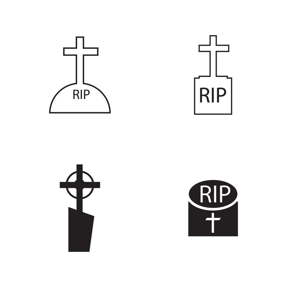 Plantilla de diseño de ilustración de vector de icono de cementerio cristiano