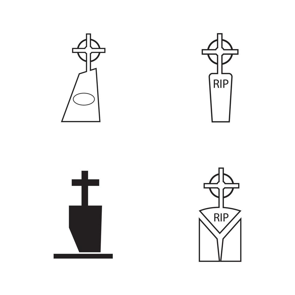 Plantilla de diseño de ilustración de vector de icono de cementerio cristiano