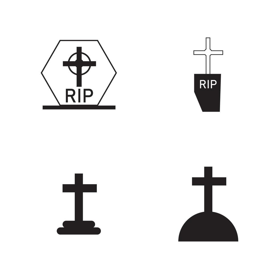 Plantilla de diseño de ilustración de vector de icono de cementerio cristiano