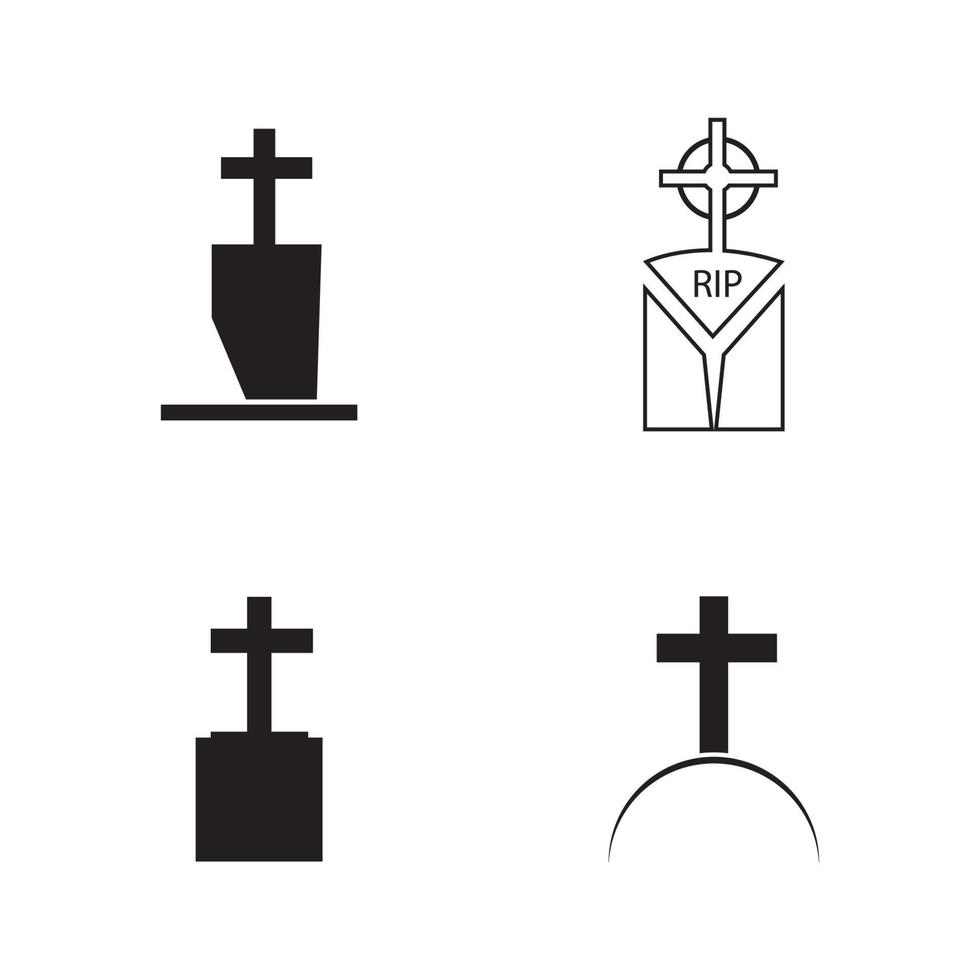 Plantilla de diseño de ilustración de vector de icono de cementerio cristiano