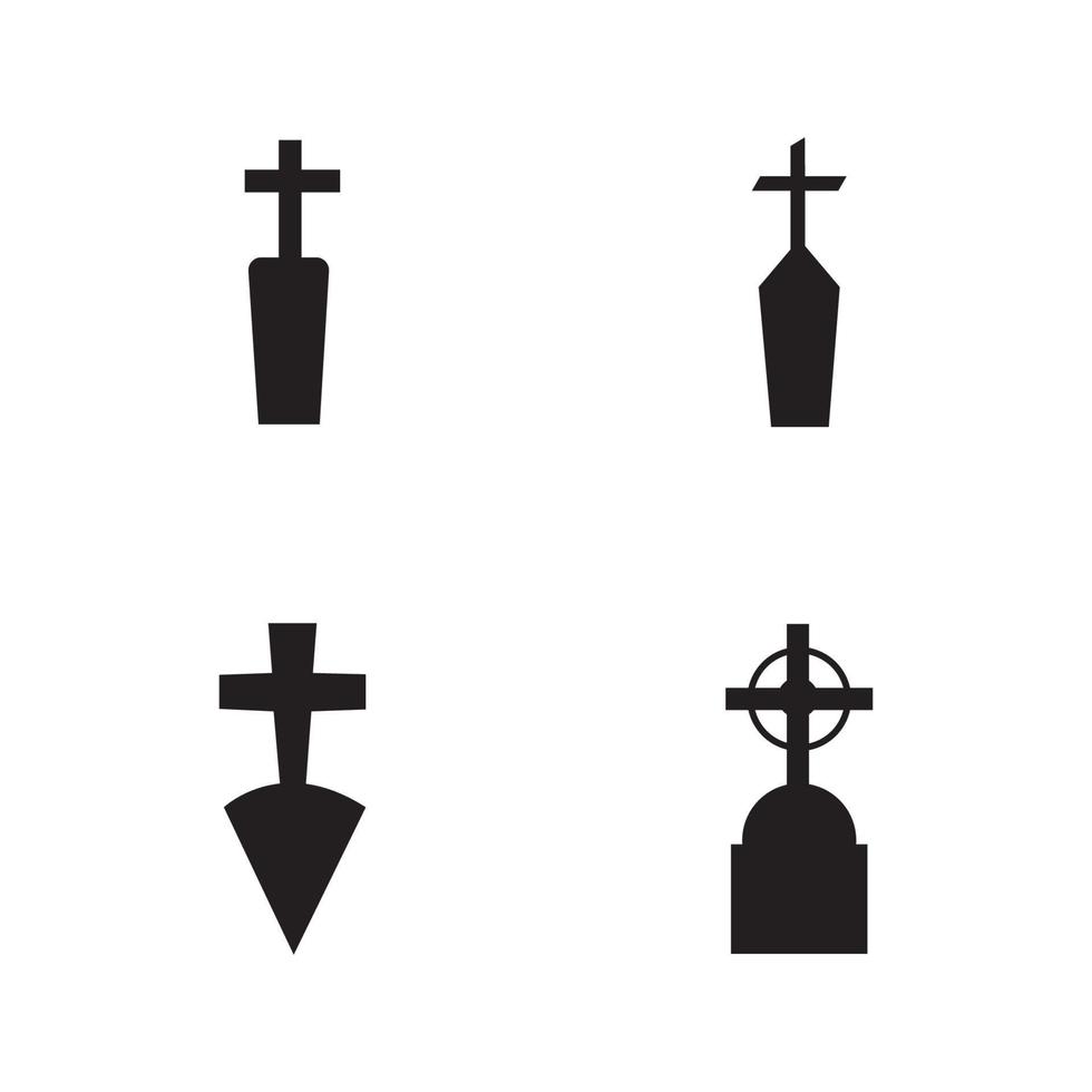 Plantilla de diseño de ilustración de vector de icono de cementerio cristiano