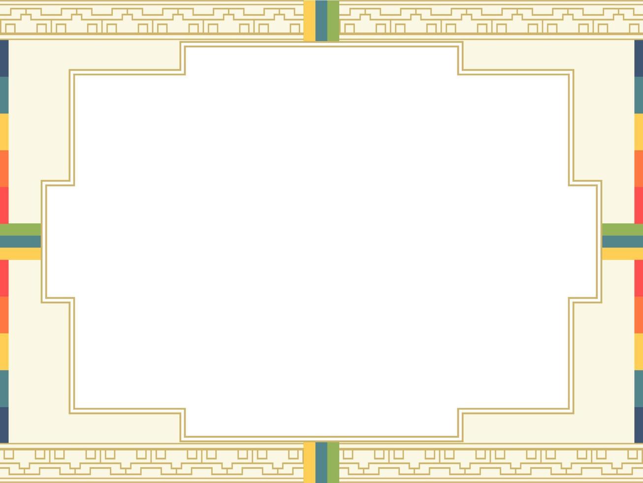 Traditional korean border frame background colorful vector