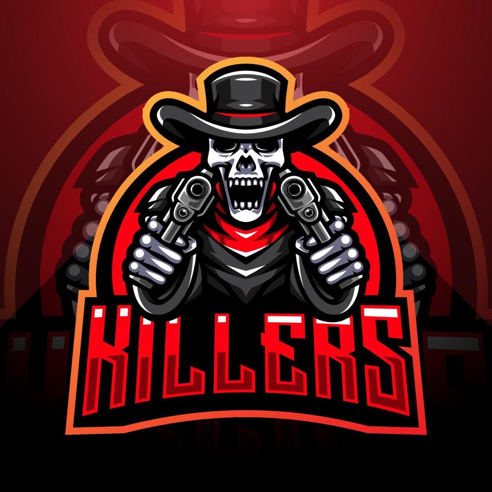 Skull gunners esport mascot logo vector