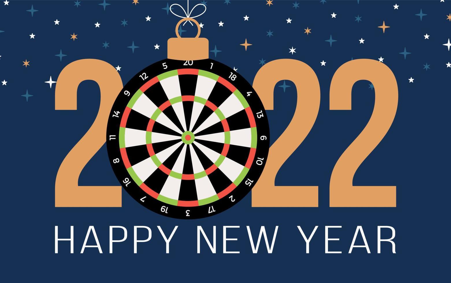 dartboard 2022 Happy New Year. Sports greeting card with dartboard ...