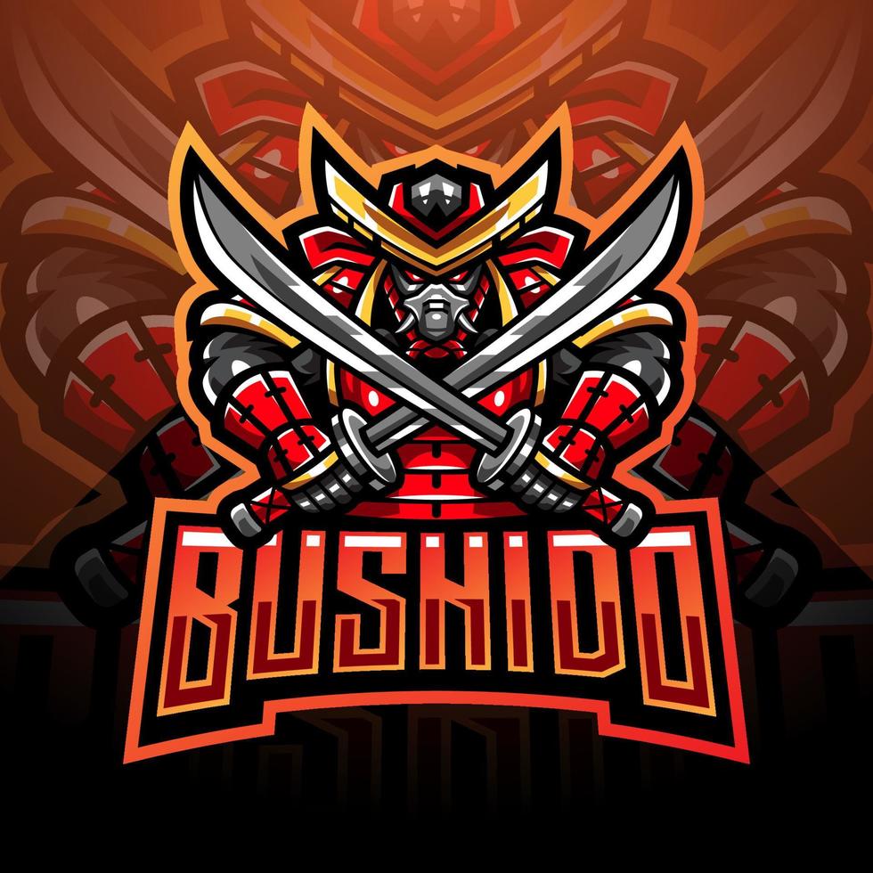 Bushido esport mascot logo design vector