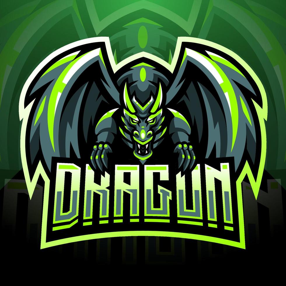 diseño de logotipo de mascota dragon esport vector