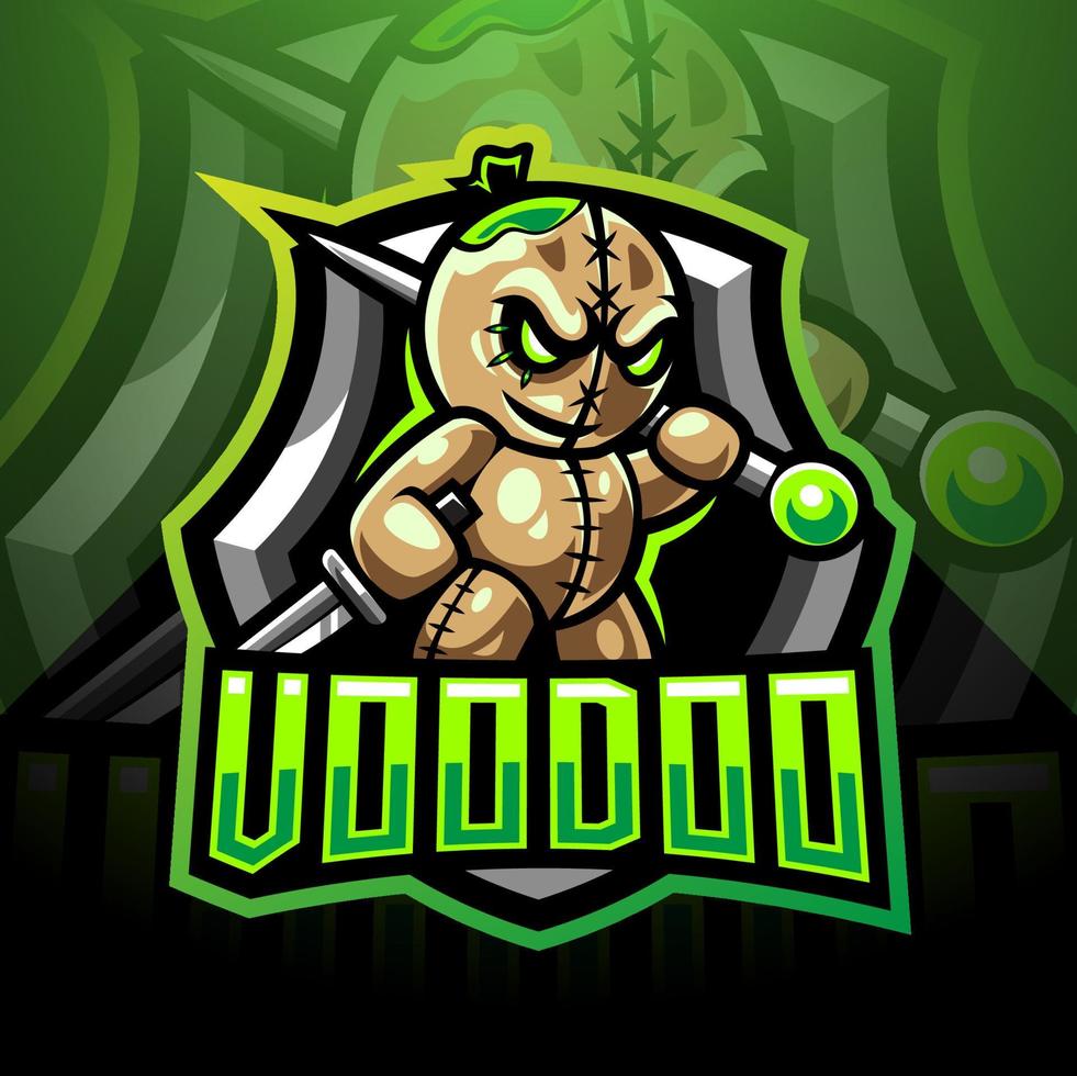 diseño de logotipo de mascota voodoo esport vector