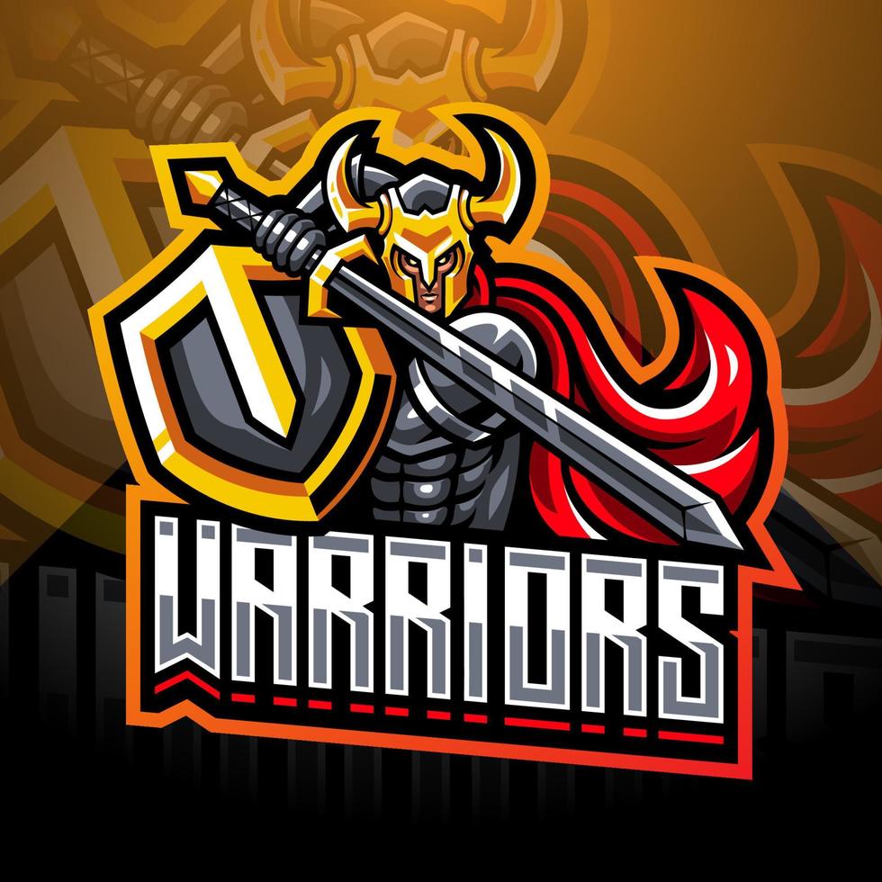 Warriors esport mascot logo design vector