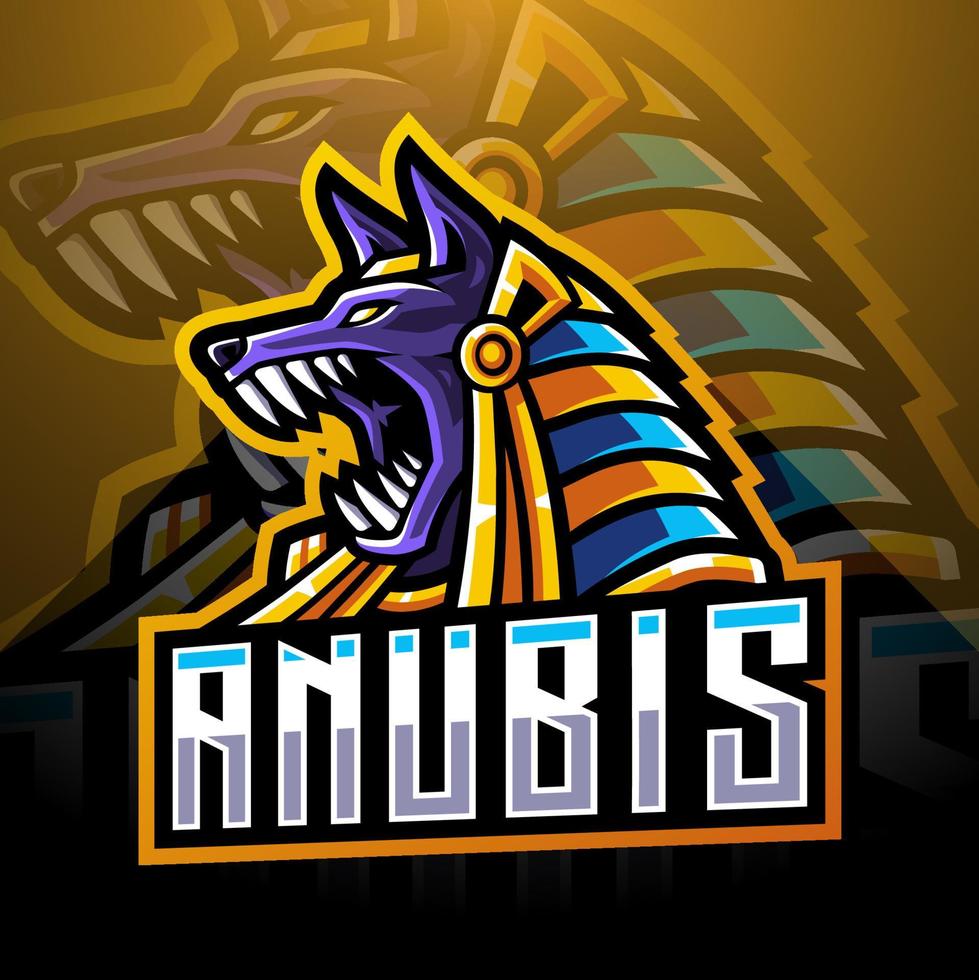 diseño del logotipo de la mascota de anubis head esport vector