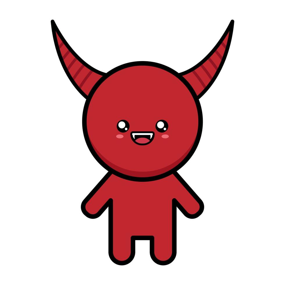 Cute cartoon scary red devil on white background vector
