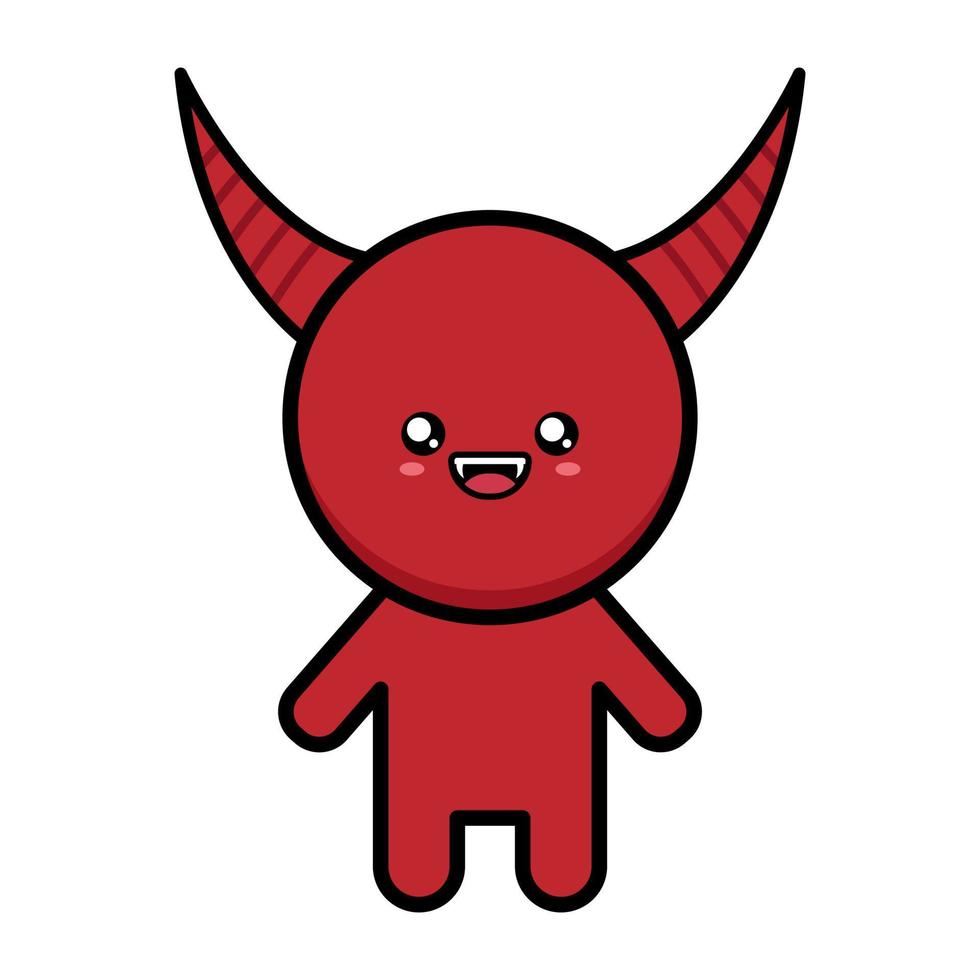 Cute cartoon scary red devil on white background vector