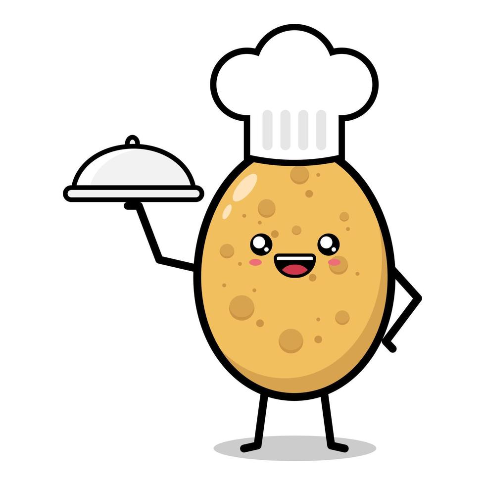 Cartoon cute potato being a chef on a white background vector