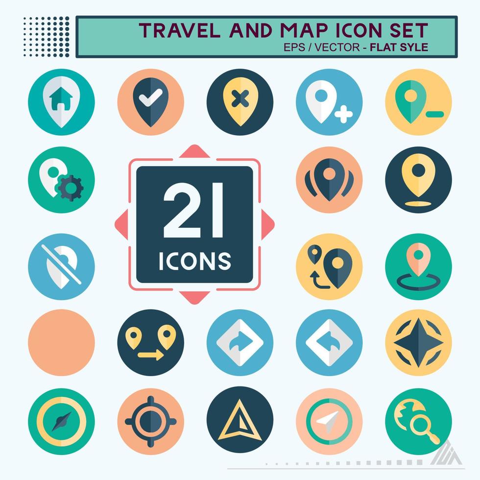 Icon Set Travel and Map - Flat Style vector