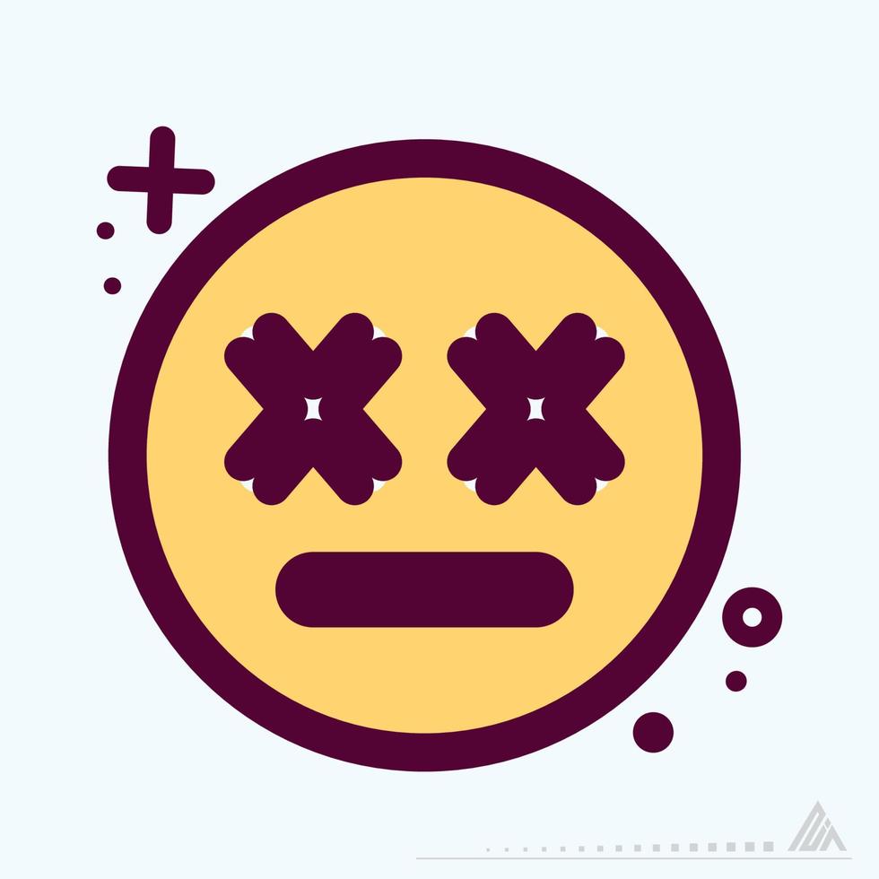 icono emoticon muerto - mbe syle vector