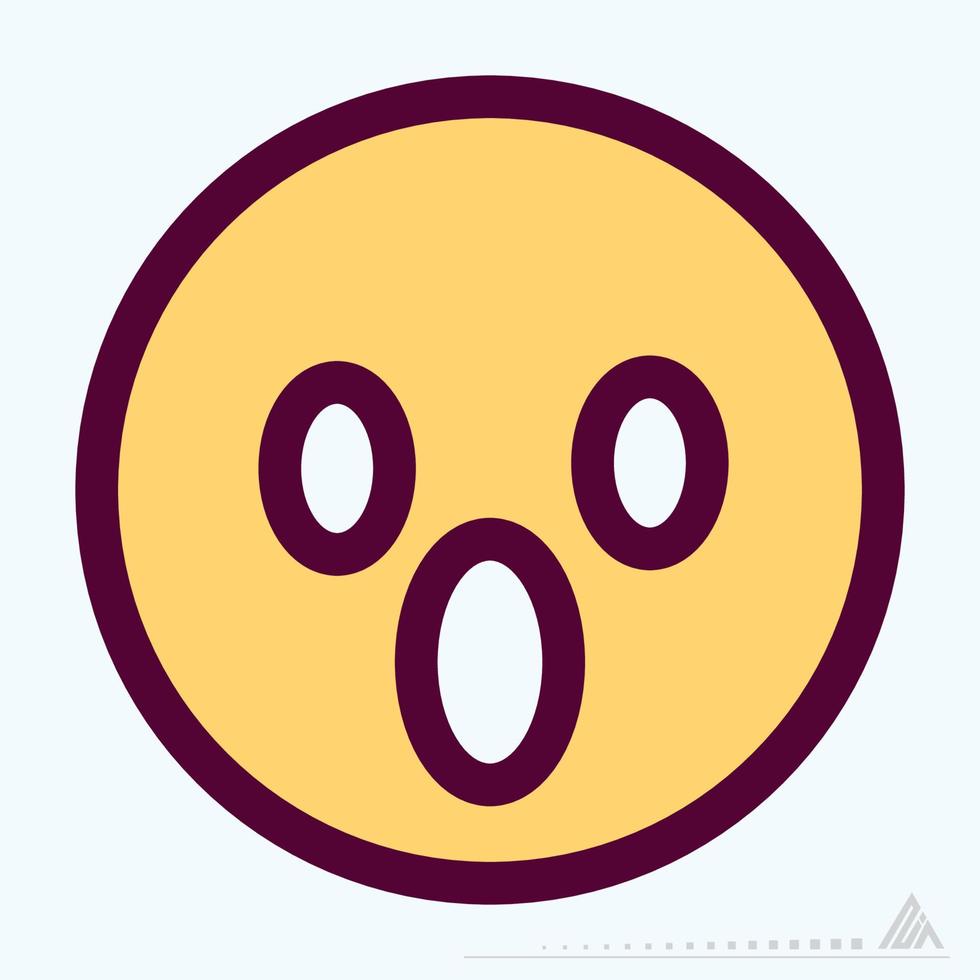 icono emoticon asustado - estilo de corte de línea de color vector