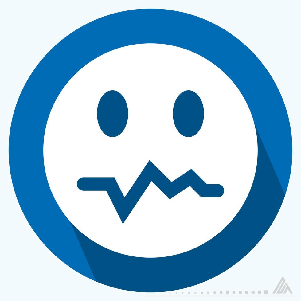 Icon Emoticon Worried - Long Shadow Style vector