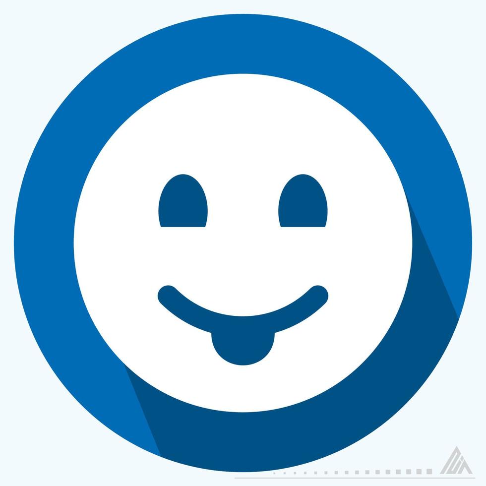 Icon Emoticon Tongue - Long Shadow Style vector