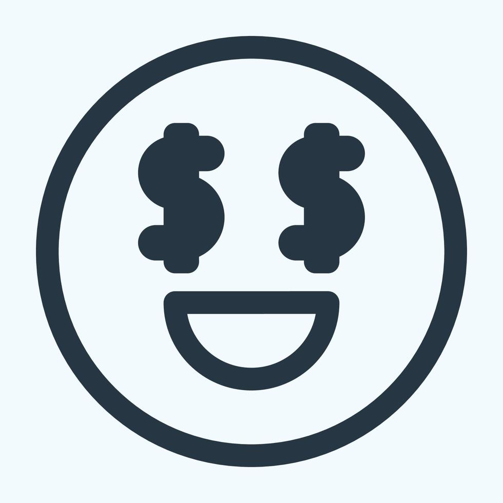 Icon Emoticon Money - Line Style vector