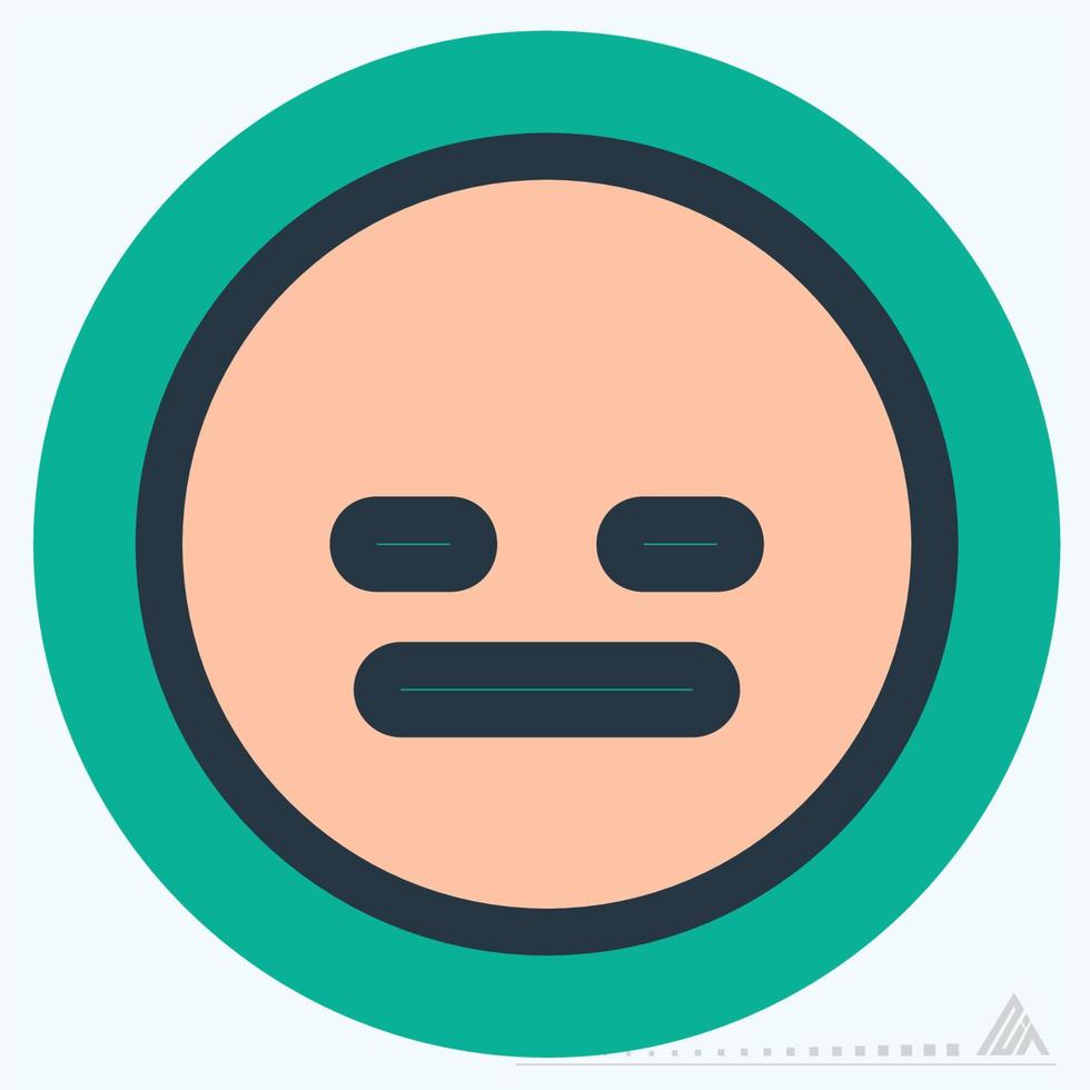 icono emoticon cara recta - color mate estilo vector