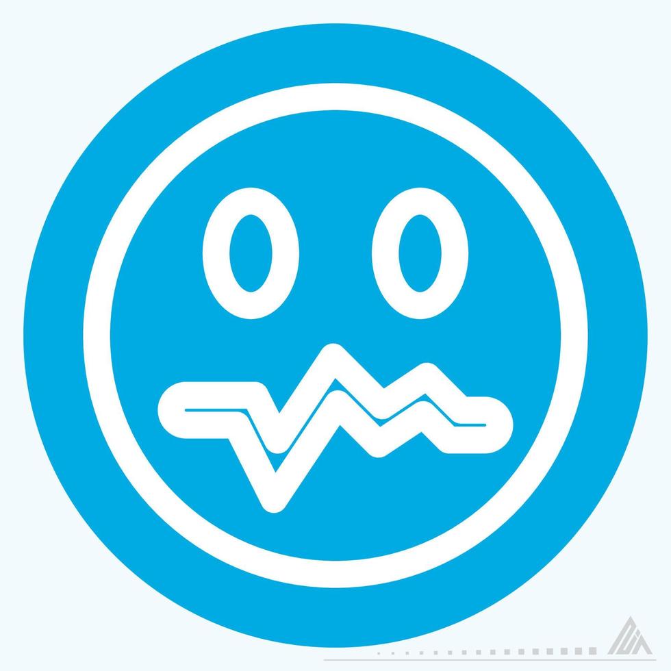 icono emoticon preocupado - estilo ojos azules vector