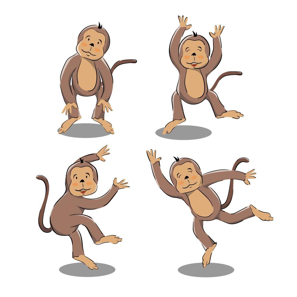 funny monkey character vector